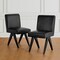 Set of 2/4 Faux Leather Upholstered Side Dining Chairs with V-shaped Wood Legs